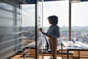 young,african,american,executive,manager,businesswoman,writing,strategy,ideas,on